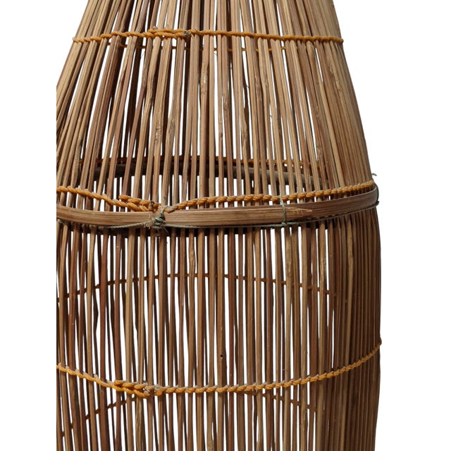 Antique Early 20th Century Large Woven Rattan Fish Trap | Chairish