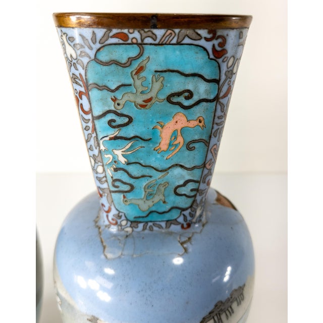 19th Century Japanese Wireless Cloisonne Vases in the Style of Namikawa