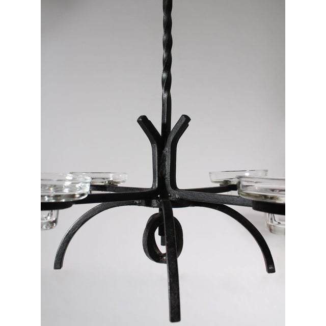 Brutalist Cast Iron Candle Chandelier, 1950, in Flawless conditions. Designed 1950 to 1959
