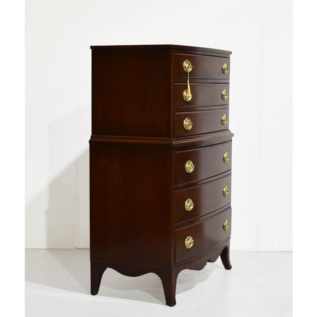 Mid Century Federal Style Mahogany Highboy Chest of Drawers For Sale In Chicago - Image 6 of 11