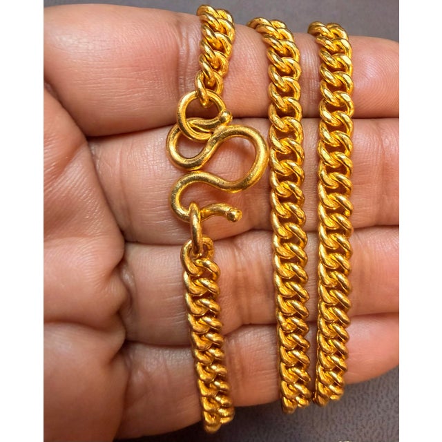 Link 24 Karat Pure Yellow Gold Solid Bracelet, 73 Gm, Unisex , 8 Inch For Sale - Image 12 of 12