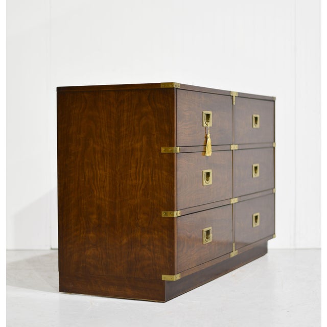Mid Century Campaign Lowboy Dresser Brigade Collection by Drexel Heritage For Sale In Chicago - Image 6 of 14