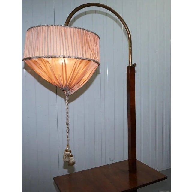 Large Art Deco Walnut Side Table with Built in Height Adjustable Light For Sale - Image 6 of 9