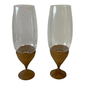 Pair of Danish Mid Century Hurricane Candle Holders