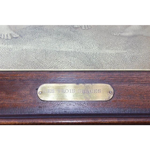 Brown Vintage The Three Graces Drypoint Etching on Metal Plate, Framed For Sale - Image 8 of 11