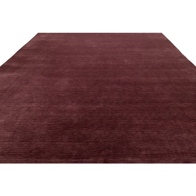Textile Apadana's Modern Gabbeh Hand-Loom Wool Area Rug in Deep Plum 12x15 For Sale - Image 7 of 10