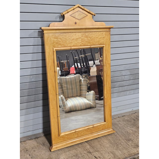 Baker Furniture Company Late 20th Century Baker Birdseye Maple and Faux Bamboo Mirror For Sale - Image 4 of 12