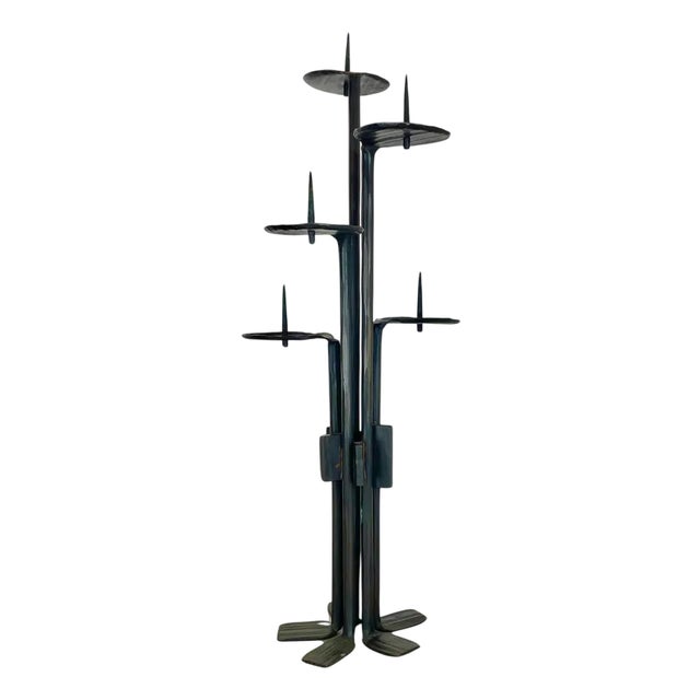 Large Brutalist Bronze Candleholder from Manfred Bergmeister, Germany, 1970s For Sale