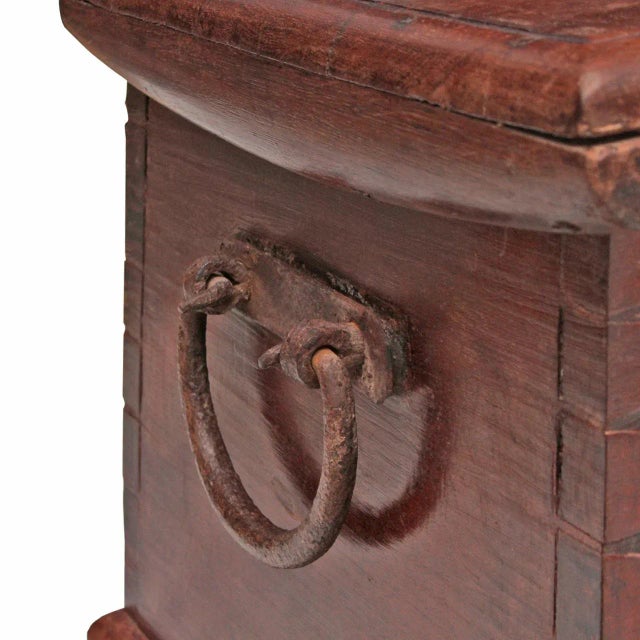 Wood Antique Chest With Brass on Iron Stand, C19th Century For Sale - Image 7 of 9