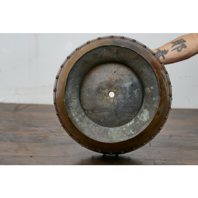 English Copper Arts & Crafts 19th Century Riveted Planter with Patina Finish For Sale - Image 9 of 11