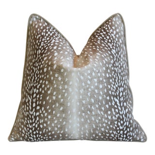 Antelope Deer Fawn Animal Pattern Linen & Velvet Feather/Down Pillow Square For Sale