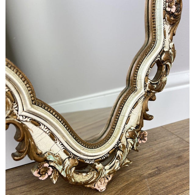 Vintage French Shabby Chic Ornate Wall Mirror For Sale - Image 5 of 11