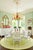 Traditional Vintage Custom Hand Painted Palm Beach Regency Pink Green Pineapple 6 Light Chandelier W/ Striped Shades For Sale - Image 3 of 12