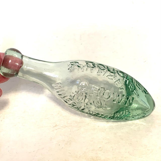 Victorian Late 19th Century R. Boucher Swansea Aqua Glass Torpedo Bottle For Sale - Image 3 of 12