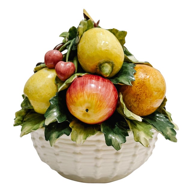Vintage Italian Capodimonte Ceramic Fruit Topiary Centerpiece Bowl For Sale