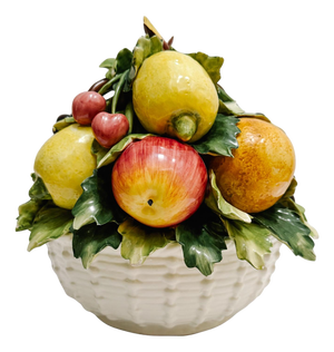 Vintage Italian Capodimonte Ceramic Fruit Topiary Centerpiece Bowl