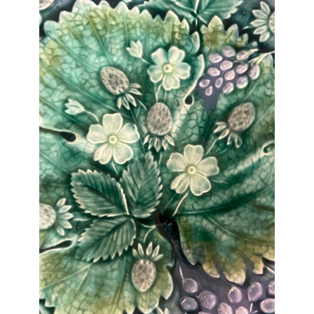 Antique Swedish Majolica Plate by Rörstrand , C. 1880's For Sale - Image 9 of 11