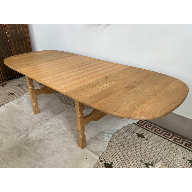1970s Danish Brutalist Extendable Oak Dining Table in the Style of Henning Kjærnulf For Sale - Image 13 of 16