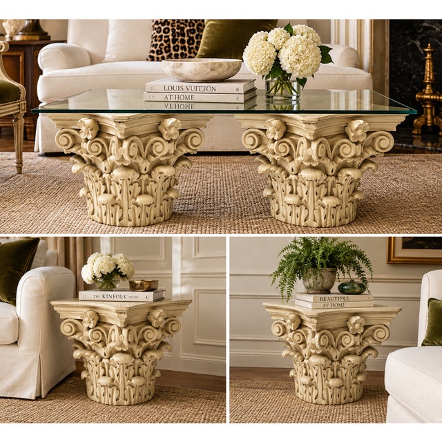 Wood 19th Century Continental Carved Oak Neo-Classical Style Capitals, Pair For Sale - Image 7 of 7