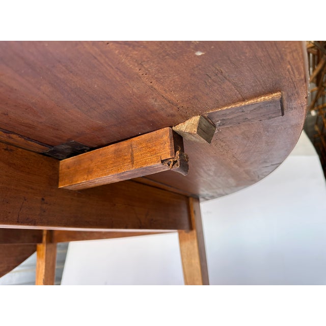 Wood French Provincial Drop-Leaf Table of Cherrywood With Round Top For Sale - Image 7 of 18