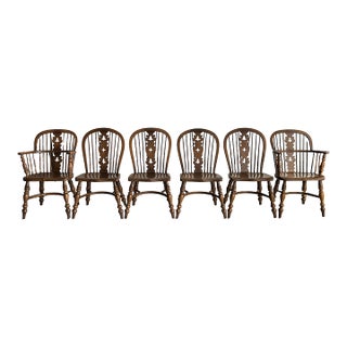 Vintage Conant Ball Oak Windsor Dining Chairs, Set of Six For Sale