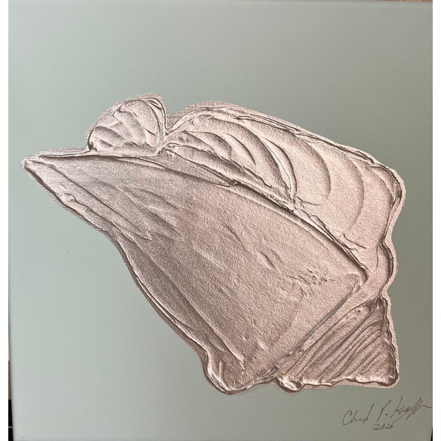 Mint & Silver Seashell Trio Canvas Art Collection, Designed by Cheryl P. Kohloff For Sale In West Palm - Image 6 of 6