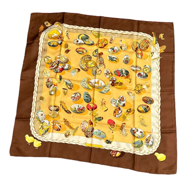 Hermes Eggs Latham Des œufs Vintage 90cm Silk Scarf For Sale In Philadelphia - Image 6 of 6