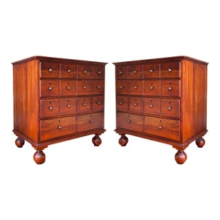 1980s Pair of Lexington Bob Timberlake Cherry Wood Nightstands Apothecary Style Chests For Sale