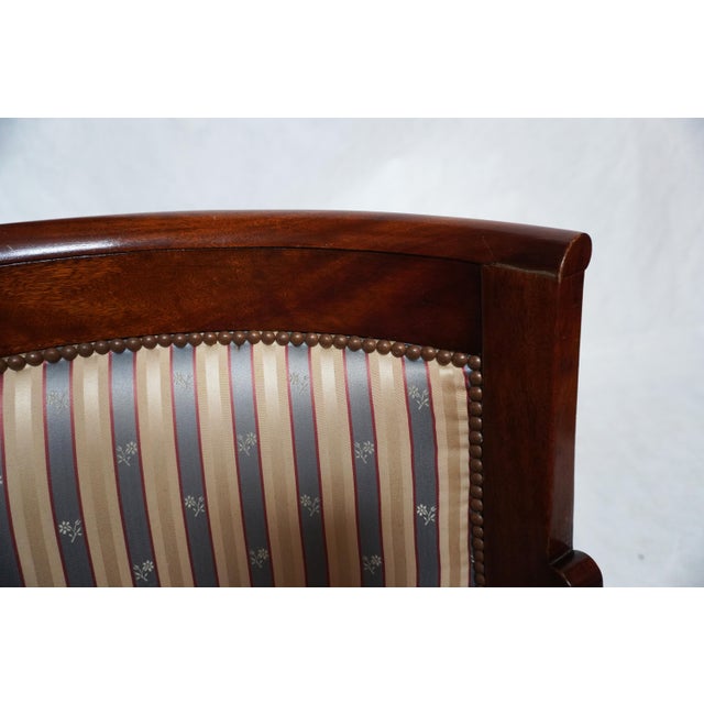 Mid 20th Century Empire Style Barrel Back Armchair With Swan Head Detail For Sale - Image 11 of 16