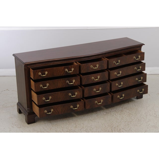 1980s Drexel Heritage Mahogany Chippendale Triple Dresser With Mirror For Sale - Image 5 of 18