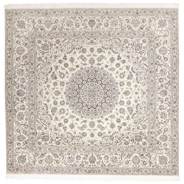 Persian Wool & Silk Rug - 6'10"x 6'10" For Sale