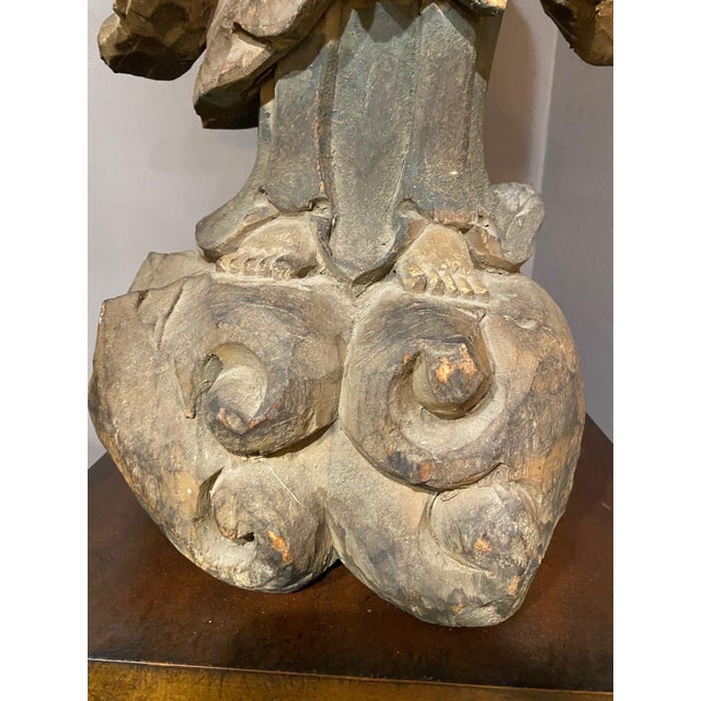 Hand‑Carved Wooden Guanyin / Bodhisattva Statue – 28” Vintage Asian Figure For Sale - Image 11 of 12