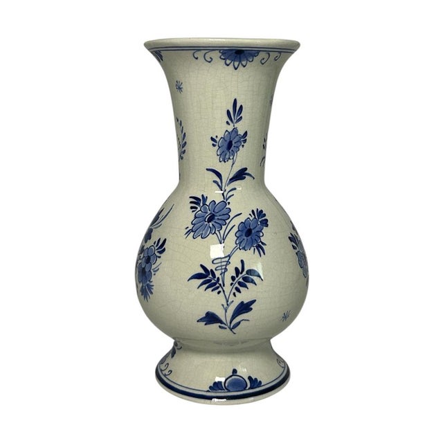 Antique Royal Delft Hand-Painted Windmill Vase by J. Van Lijnschooten, 1916 For Sale - Image 3 of 9