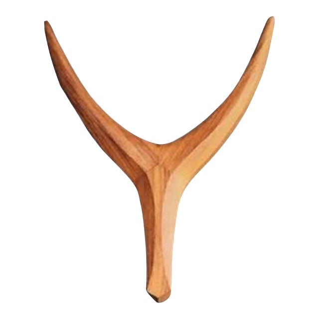 Medium Nguni Head Black Iroko, Animal Head Wall Sculpture, Clear / Natural For Sale