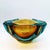 Geode - Ashtray in Murano Glass by Flavio Poli for Seguso. Hand-worked, Multi-Faceted Stunning Amber and Turquoise...