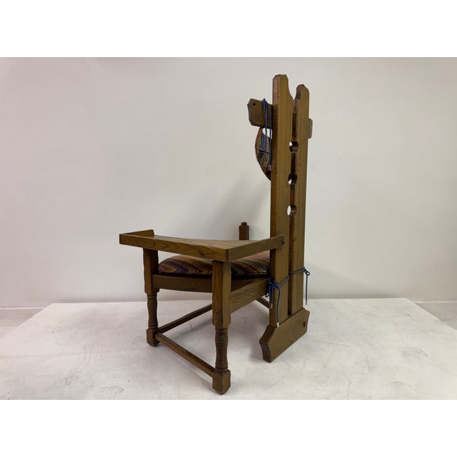 Belgian Oak Armchair with Integrated Side Rest, 1960s For Sale - Image 6 of 12