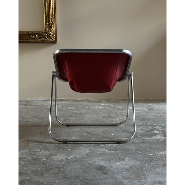 Castelli Plona Armchair in Red Leather by Giancarlo Piretti for Anonima Castelli, 1970s For Sale - Image 4 of 8