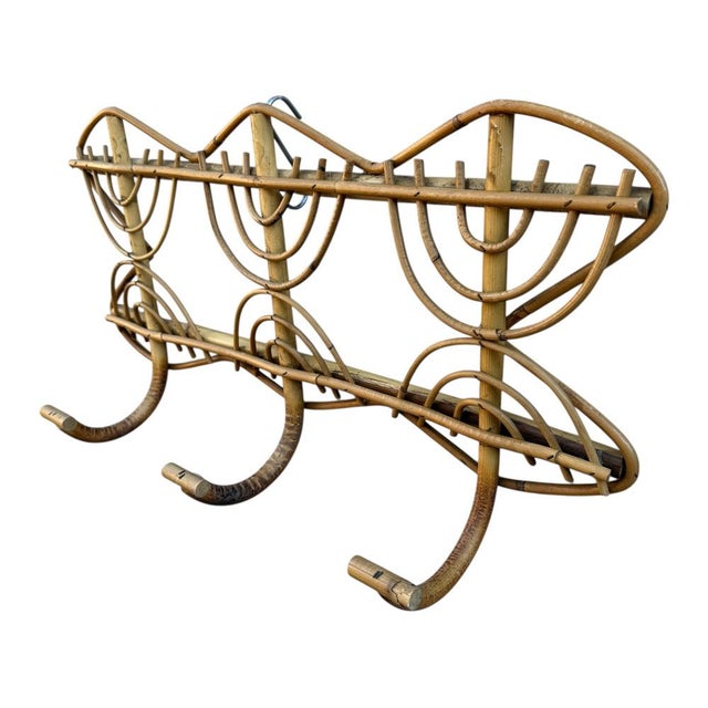 Rattan Coat Rack in the style of Olaf Von Bohr, Italy, 1960s For Sale - Image 6 of 9