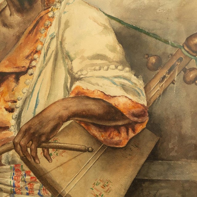 Antique 19thC Spanish Orientalist Painting North African Arab Berber Musician by Antonio Rivas, 1880 For Sale - Image 11 of 13