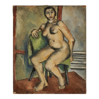 Mid 20th Century Frances Reswick Seated Nude Female, Oil on Canvas For Sale