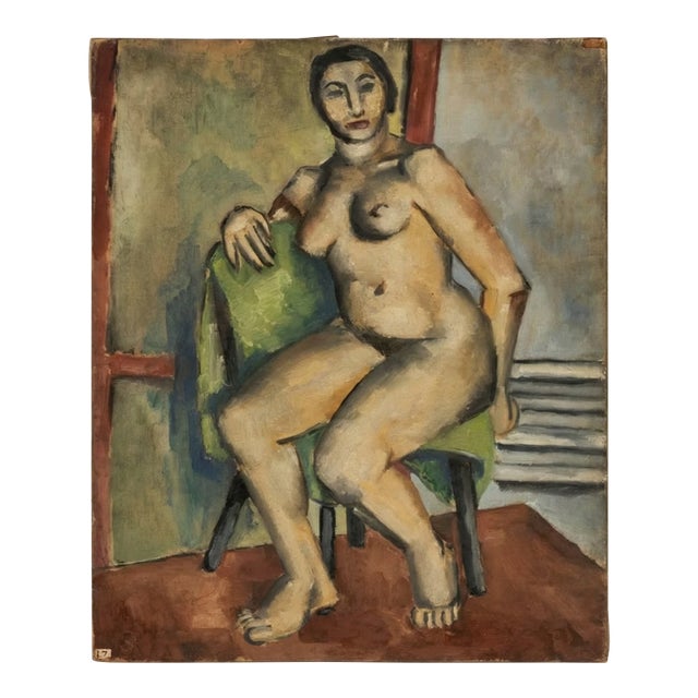 Mid 20th Century Frances Reswick Seated Nude Female, Oil on Canvas For Sale