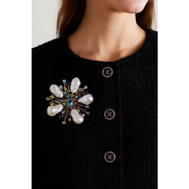 Bochic "Orient" Vintage Blue Topaz & Multi Gem Brooch Set In 18K Gold & Silver For Sale - Image 13 of 18