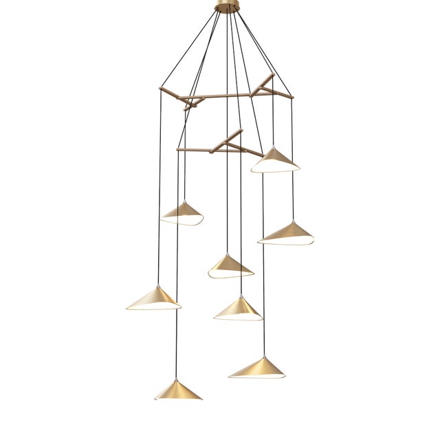Emily V8 Pendant Light in Gold Metallic Tone by Daniel Becker for Moss Objects For Sale
