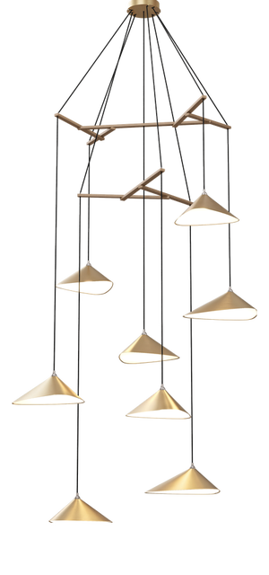Emily V8 Pendant Light in Gold Metallic Tone by Daniel Becker for Moss Objects
