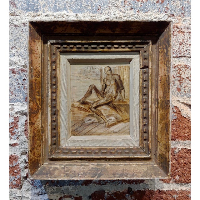 Brown Reginald Marsh -Nude Male -Oil Painting For Sale - Image 8 of 8