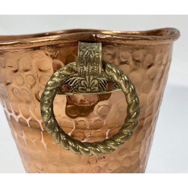 Vintage Hammered Copper and Brass Champagne Bucket For Sale - Image 9 of 10
