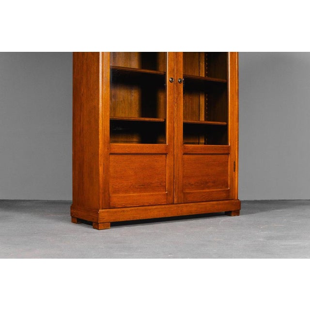 Metal Art Nouveau Bookcase in Solid Oak For Sale - Image 7 of 18