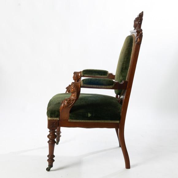 19th Century John Jeliff Renaissance Revival Walnut Arm Chair For Sale - Image 11 of 14