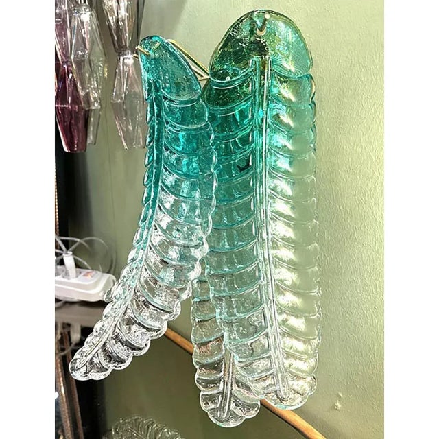 Set of two contemporary italian “felci ” wall sconce . "felci" are hand made from masters of murano glass. Made with a...