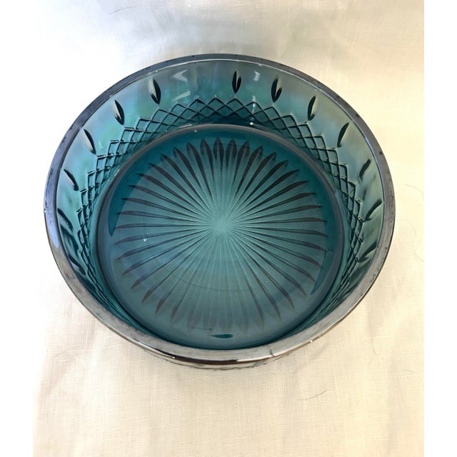 American Vintage Indiana Glass "Princess Blue" Carnival Candy Dish For Sale - Image 3 of 6